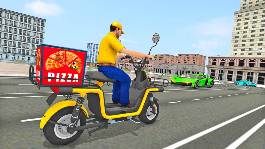 比萨送货自行车驾驶3D